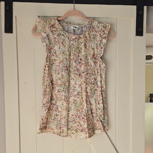 Pulse Cream Top with Coral, Green and Burgundy Floral Print